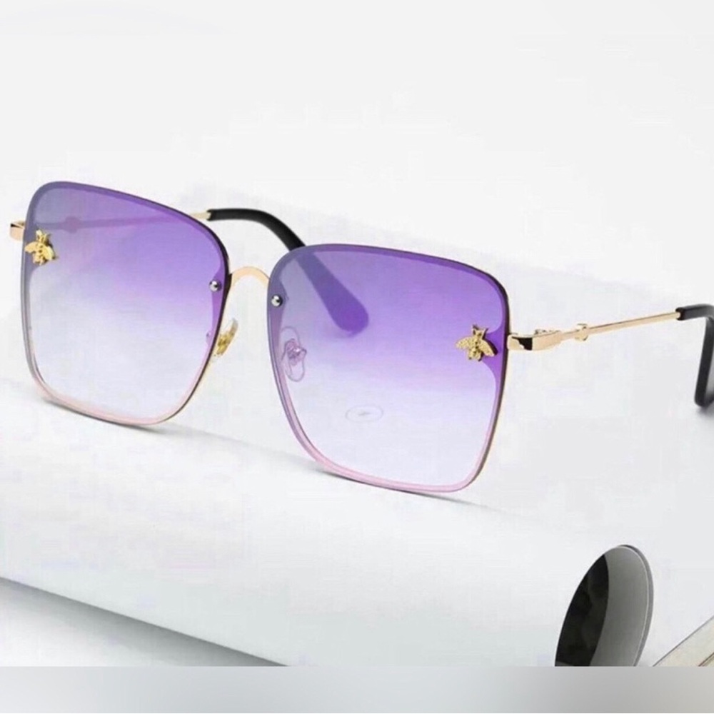 Stylish Purple Gradient Rimless Sunglasses